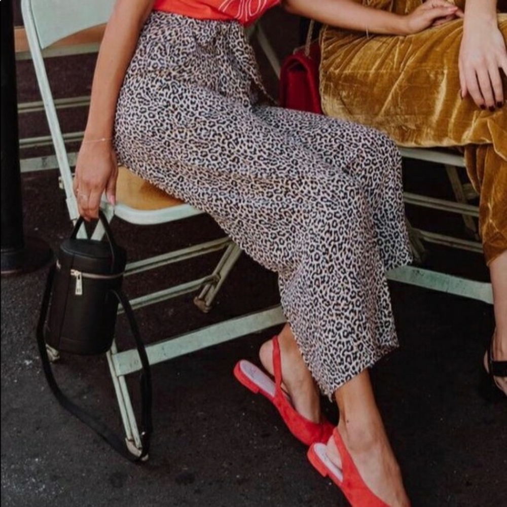 J. Crew Wide Leg Cropped Pant in Leopard Silk